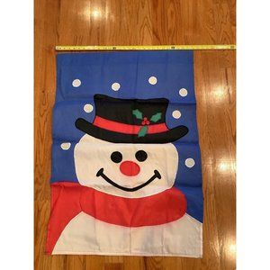 24” x 38” Snowman Yard Flag Banner Blue With Snow And Snowman Hat And Scarf